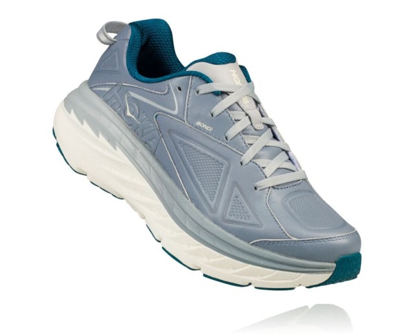 Hoka One One Bondi Leather Womens UK - Blue Road Running Shoes - XJYOK7892